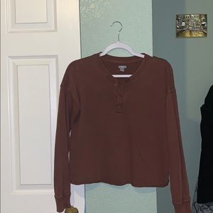 Aerie Cropped Henley Long Sleeve